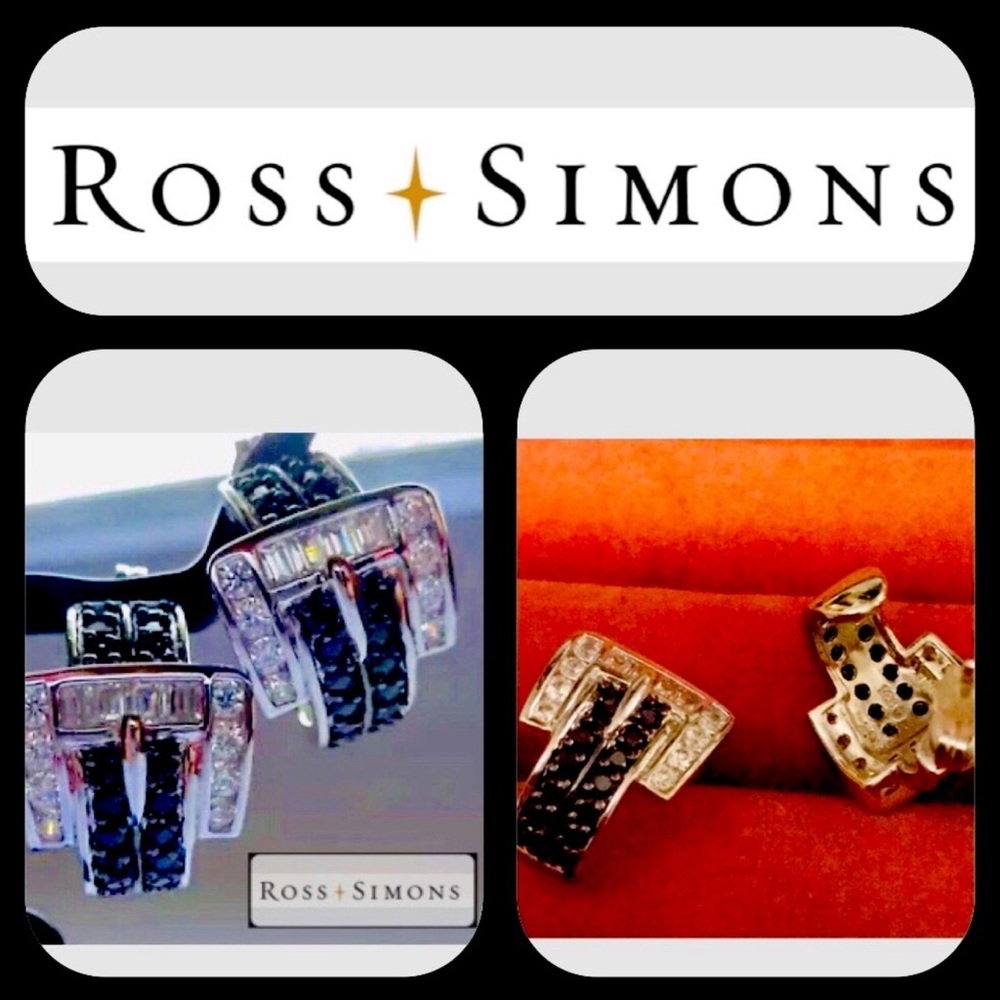 Ross & Simons EZ Buckle Black & Silver Sterling silverEarring RARE!♥️♥️♥️